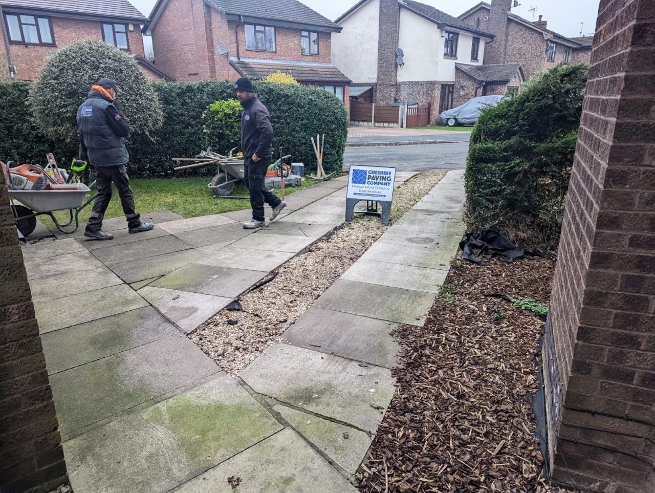 Work gets underway for a new driveway in Wincham, NorthwichCheshire Paving Company