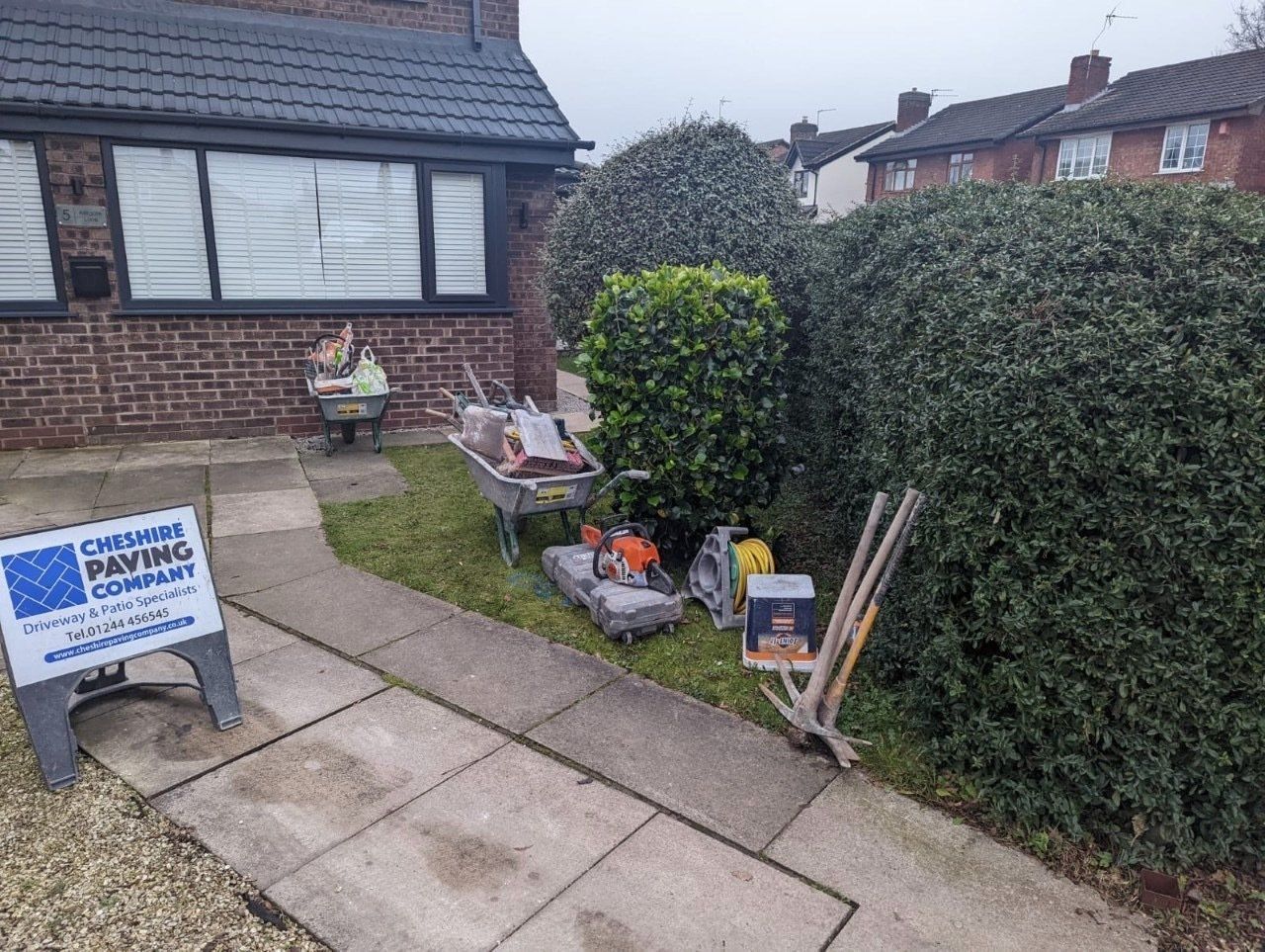 Work gets underway for a new driveway in Wincham, NorthwichCheshire Paving Company