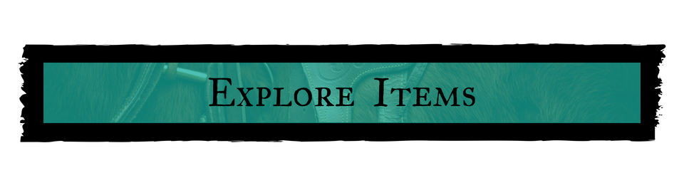 A blue banner that says explore items on it