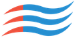 A red , white and blue wave on a white background