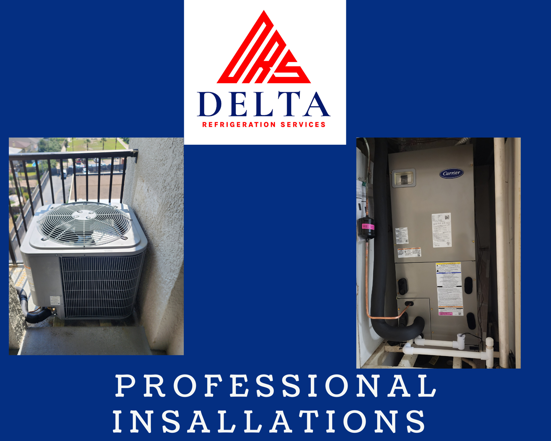 A picture of a delta professional installation with a picture of an air conditioner