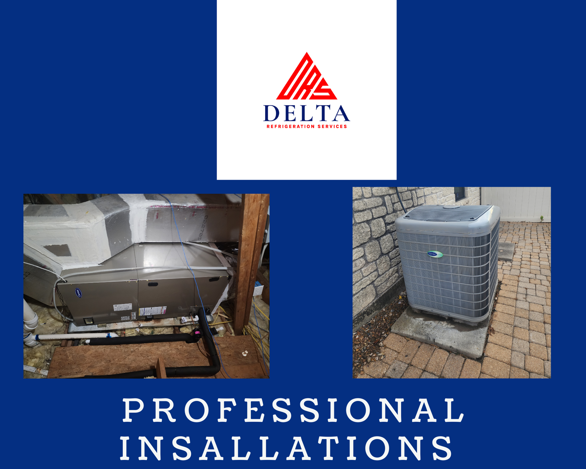 An ad for delta professional installations shows a picture of an air conditioner