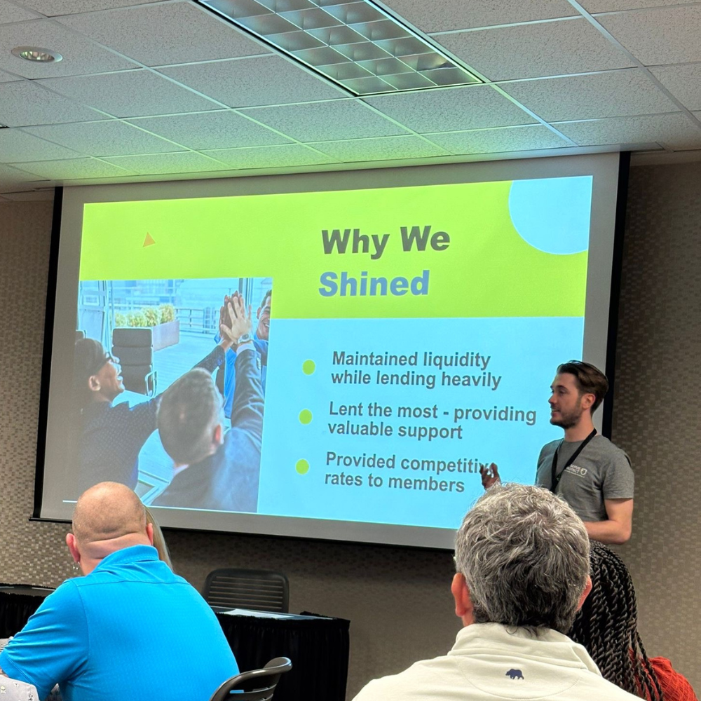 Woman presenting slides designed by affordable digital marketing agency in London