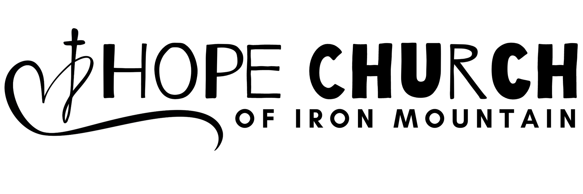 a black and white logo for the hope church of iron mountain.