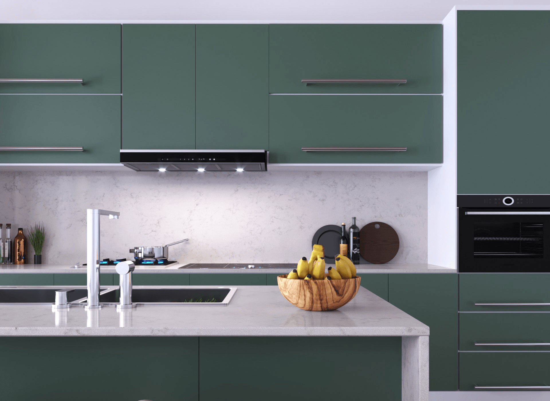 Elegant looking kitchen with bananas on counter top — New Milford, CT — Marble & Granite Creations