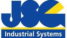 The logo for joe industrial systems is blue and yellow.