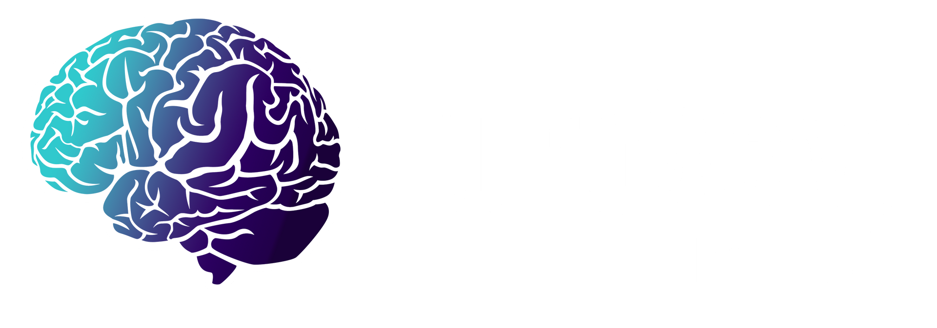 Stylized brain logo in teal and purple on a white background