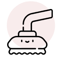 Pommeau de douche avec un visage souriant, fond rose.