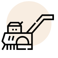 Outil aérateur de pelouse dans un cercle beige.