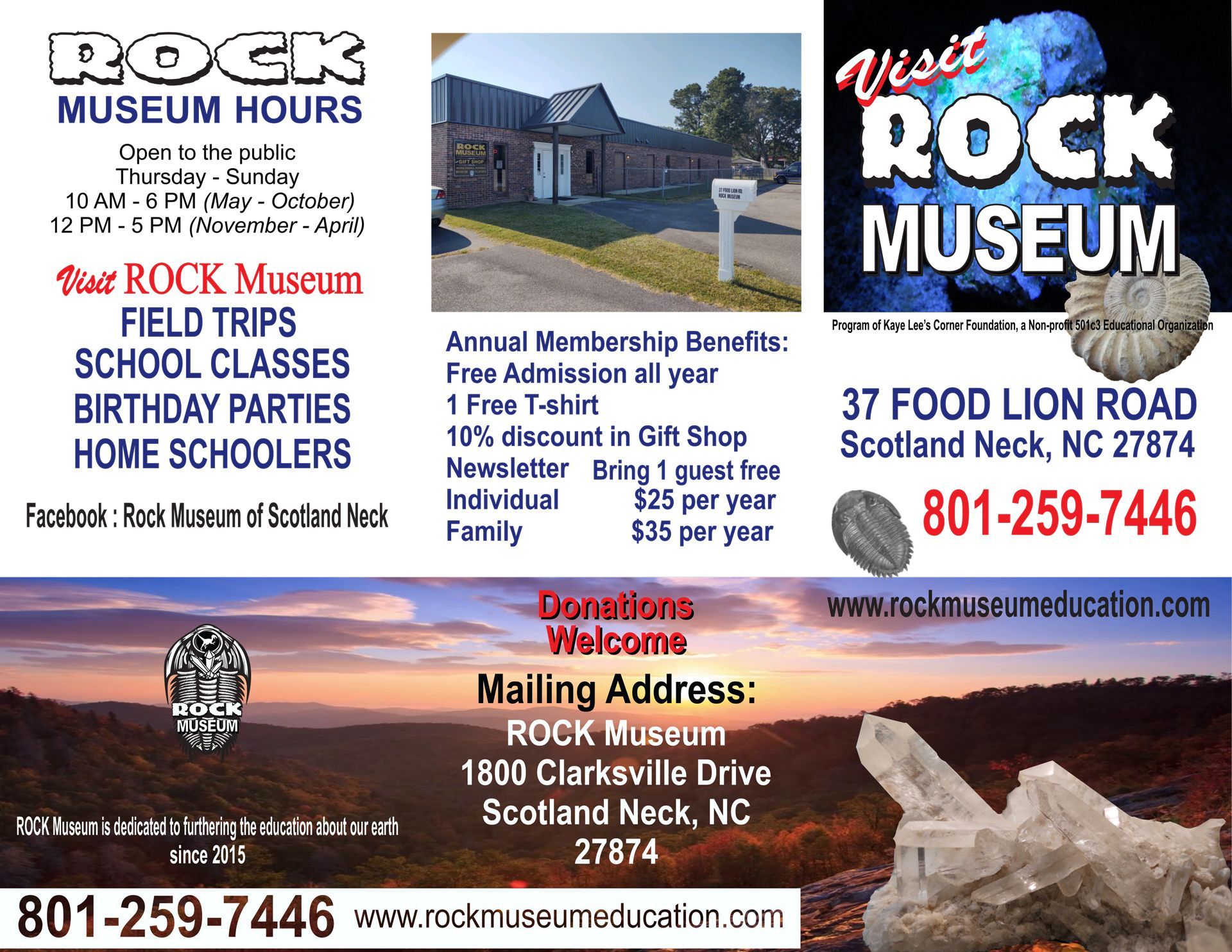 A poster for the rock museum in scotland neck nc