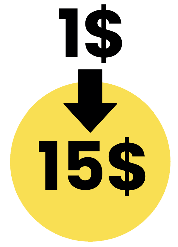 Donner 1$ = 15$