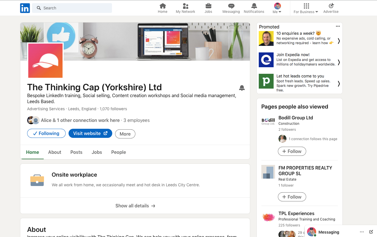 The Thinking Cap's LinkedIn Company page
