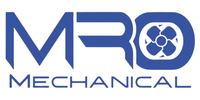 Blue logo for MRO Mechanical, featuring the letters MRO and a fan graphic. "MECHANICAL" is written below.