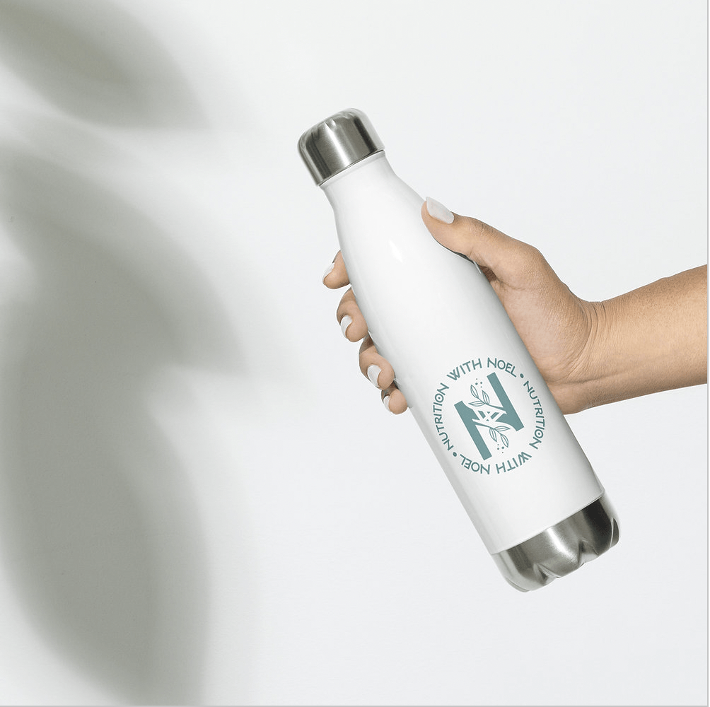 Nutrition With Noel logo on water bottle