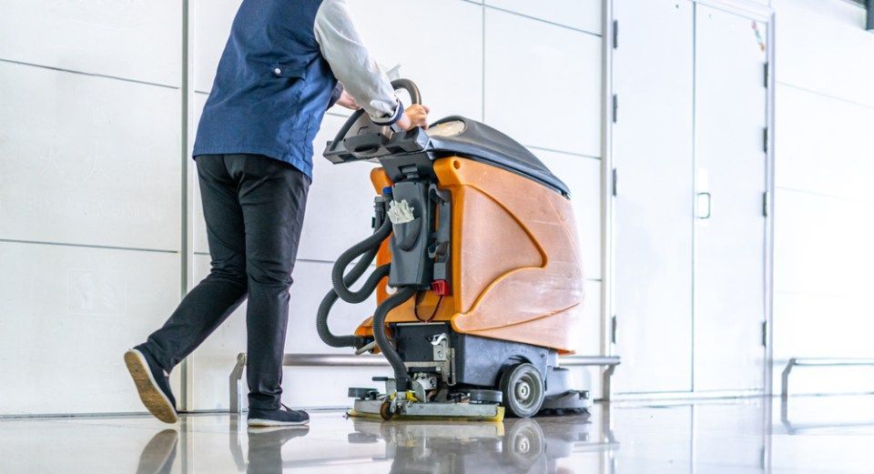 cleaning with professional machinery