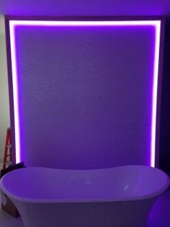 Tub with purple LED lighting