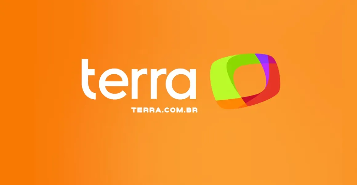 O logotipo da terra está em um fundo laranja.