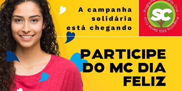 Uma mulher de camisa vermelha está sorrindo em um fundo amarelo