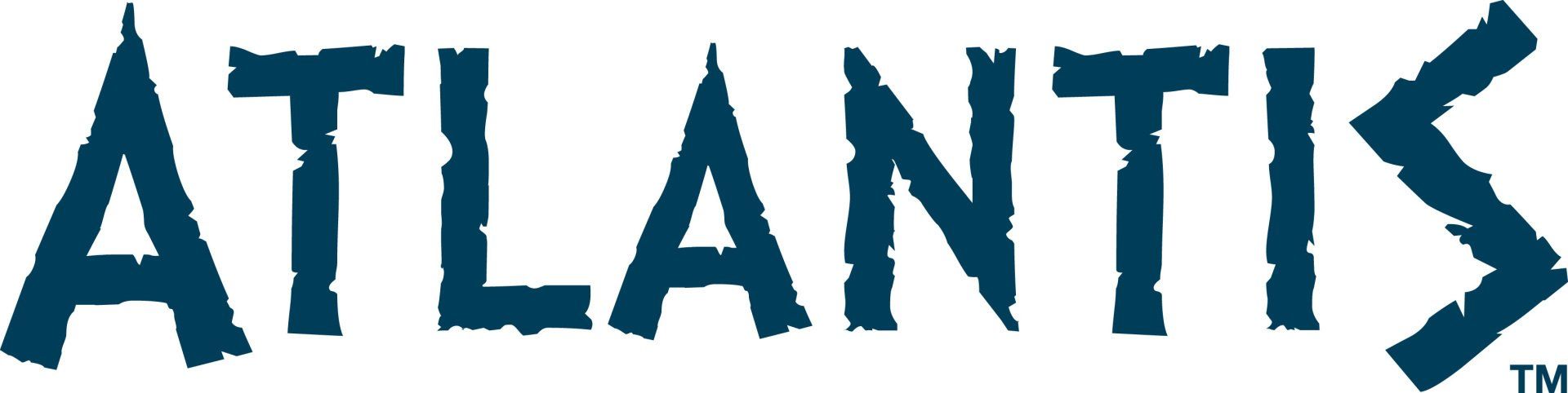 The word atlantis is written in blue on a white background