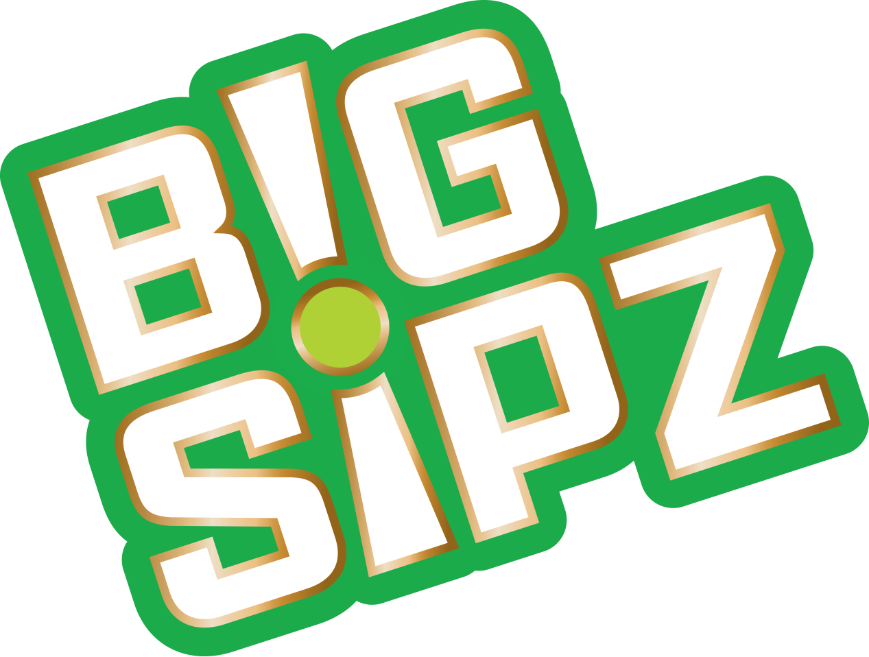 A green and white logo for big sipz