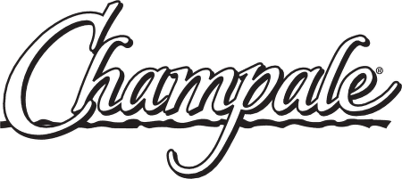 A black and white logo for a company called champale.