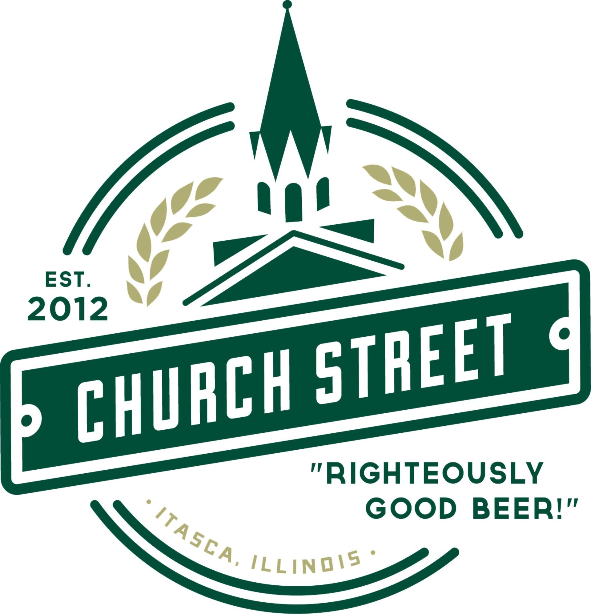 A logo for church street brewing company in illinois