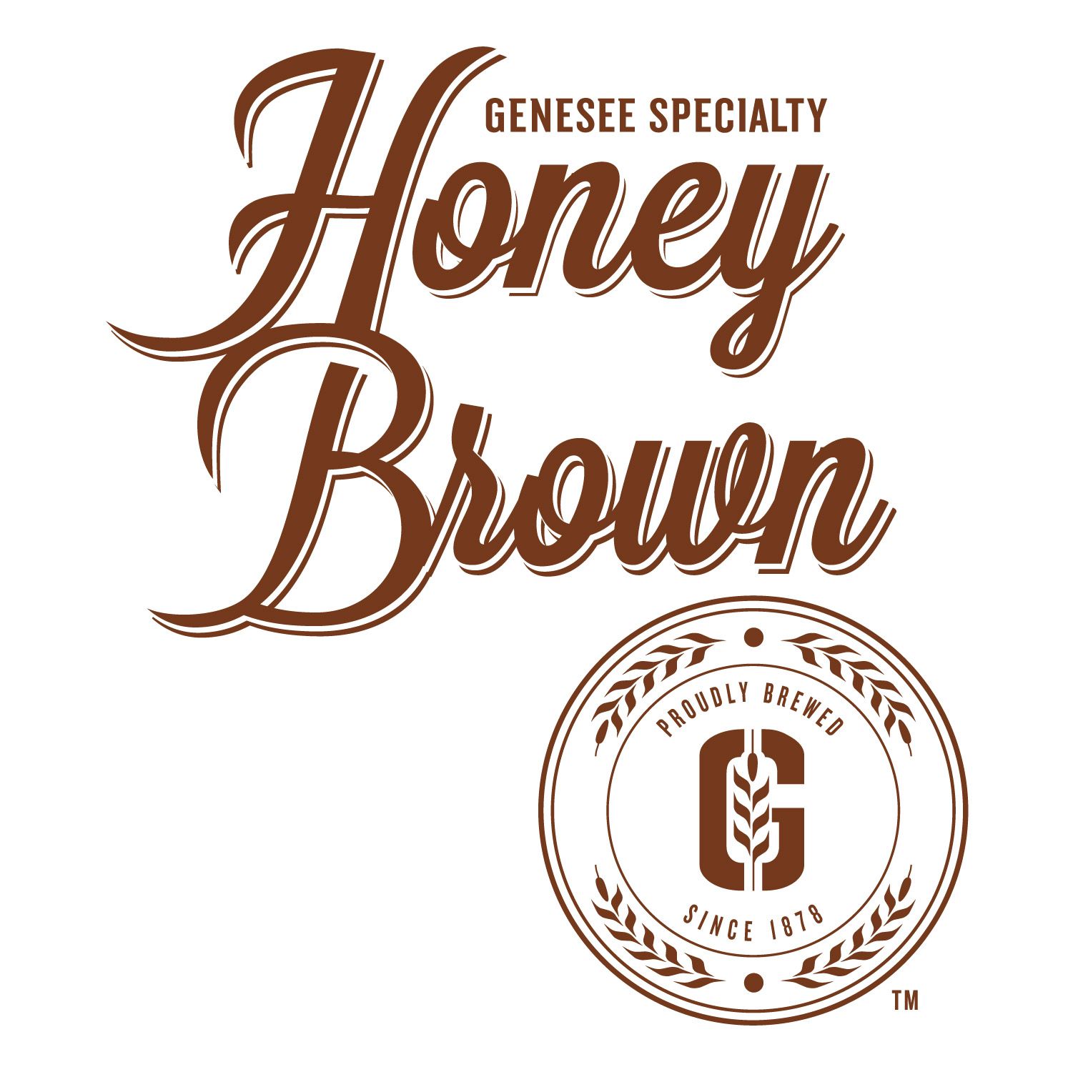 A logo for honey brown is shown on a white background
