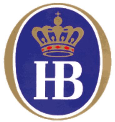 A blue logo with the letter hb and a crown
