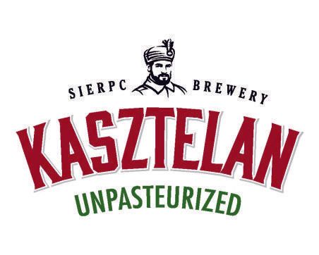 A logo for sierpc brewery kasztelan unpasteurized