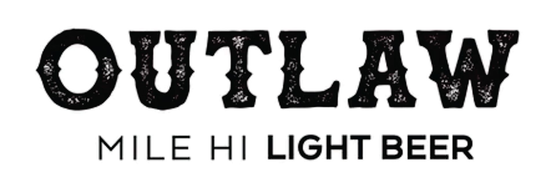 A black and white logo for outlaw mile hi light beer