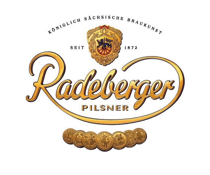 A logo for radeberger pilsner with a lion on it