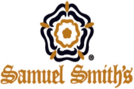 A logo for samuel smith 's with a flower in the center