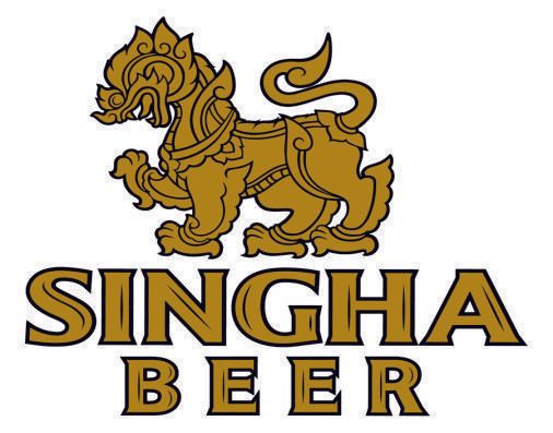 A singha beer logo with a lion on it