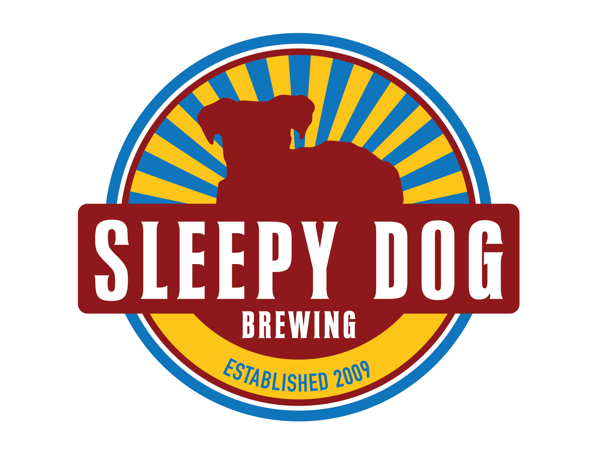 A logo for sleepy dog brewing established in 2009