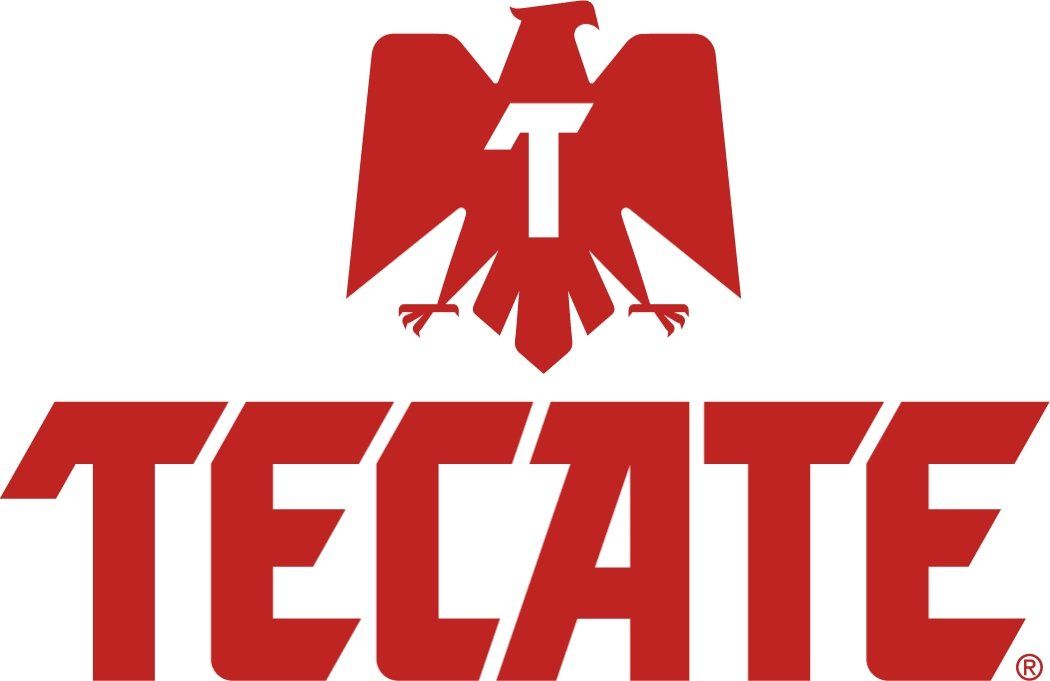 A red tecate logo with an eagle on it