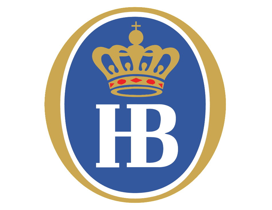 The hb logo has a crown on it in a blue circle.