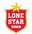 The logo for lone star beer is a red shield with a star on it.