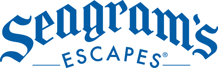 A blue logo for seagram 's escapes on a white background