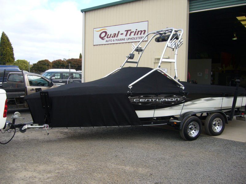 Boat covered in black cloth