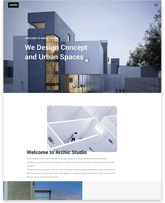 Uma captura de tela de um site que diz que projetamos conceitos e espaços urbanos