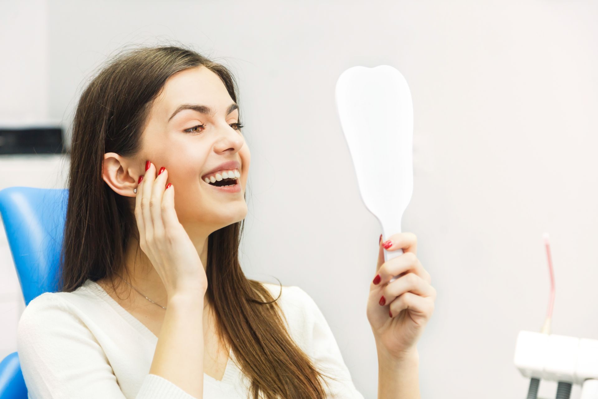 Woman smiling in mirror