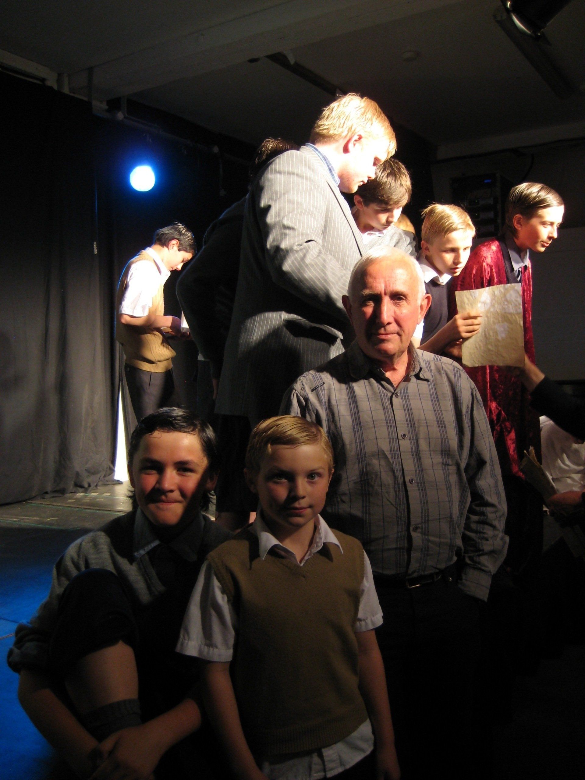 Barrie Wheatley and the boys of Standard Three in a play based on Dan Billany's The Magic Door
