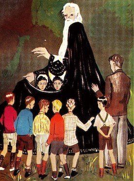 Merlin - illustration by Joan Billany from Dan Billany's the Magic Door