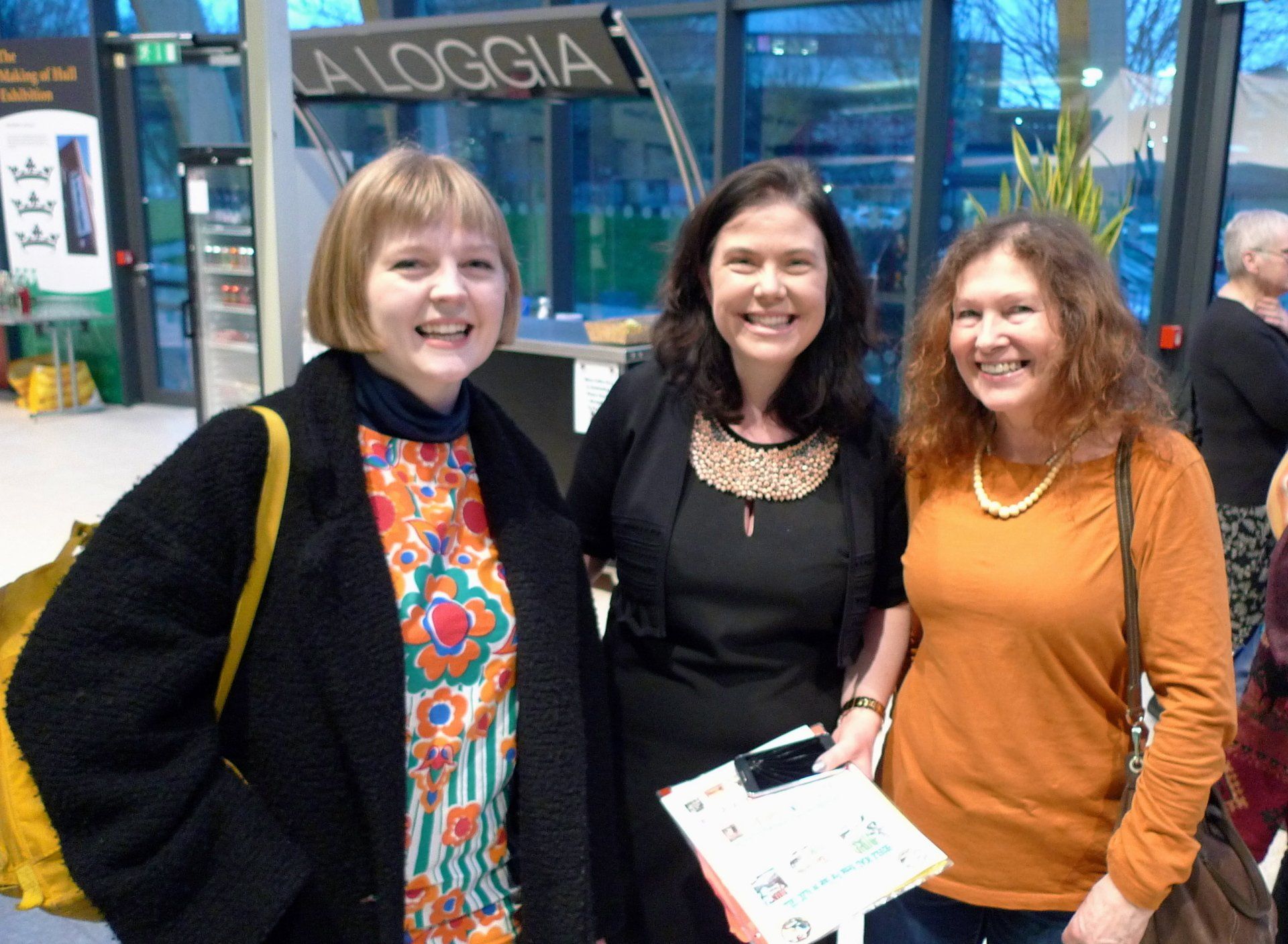 Jodi eston Brake with Catherine Wynne at Dan Billany Exhibition Hull  History Centre 2017. Teacher, Writer, War Hero.