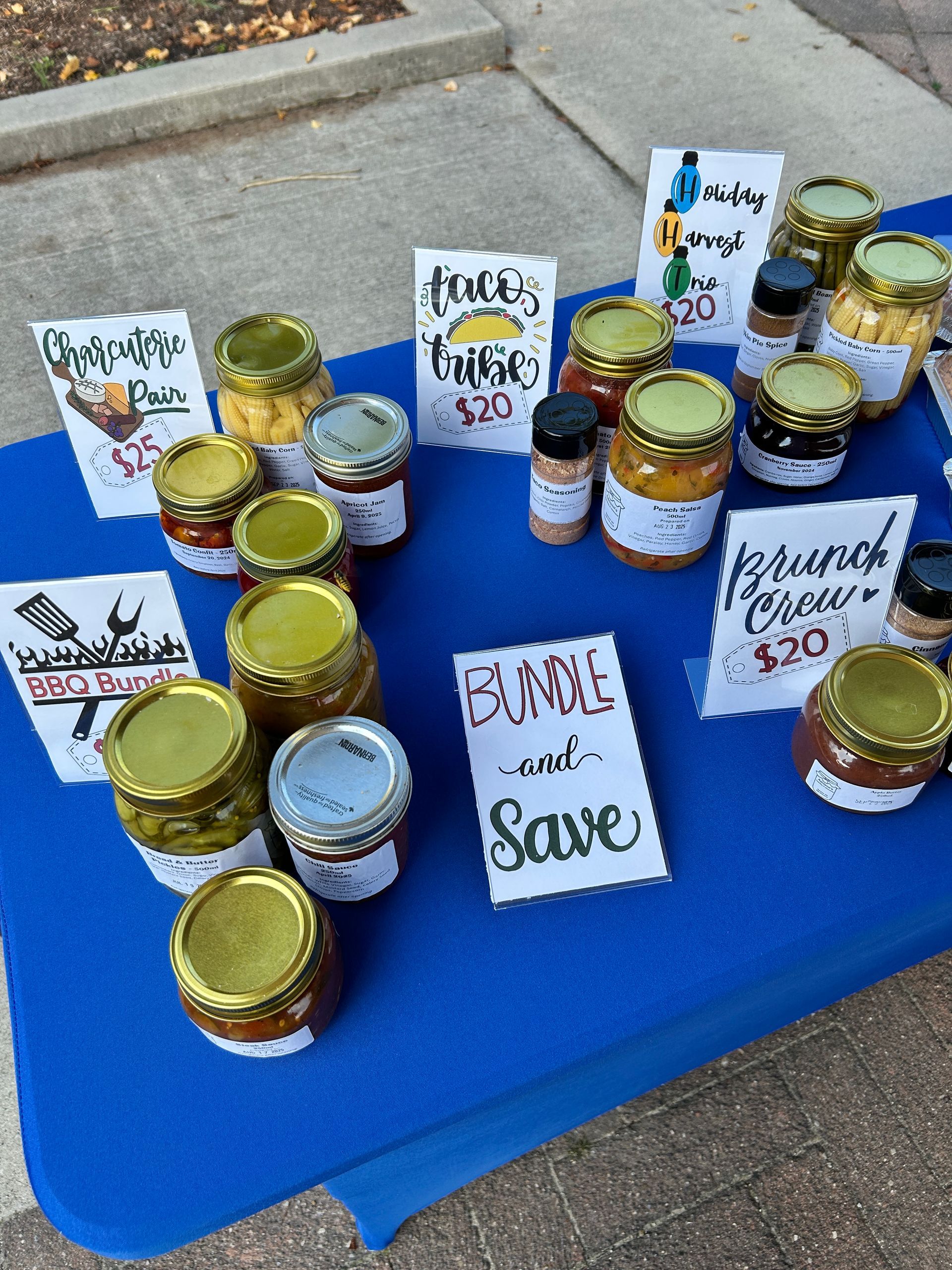 Cans of Jam and other preserves.