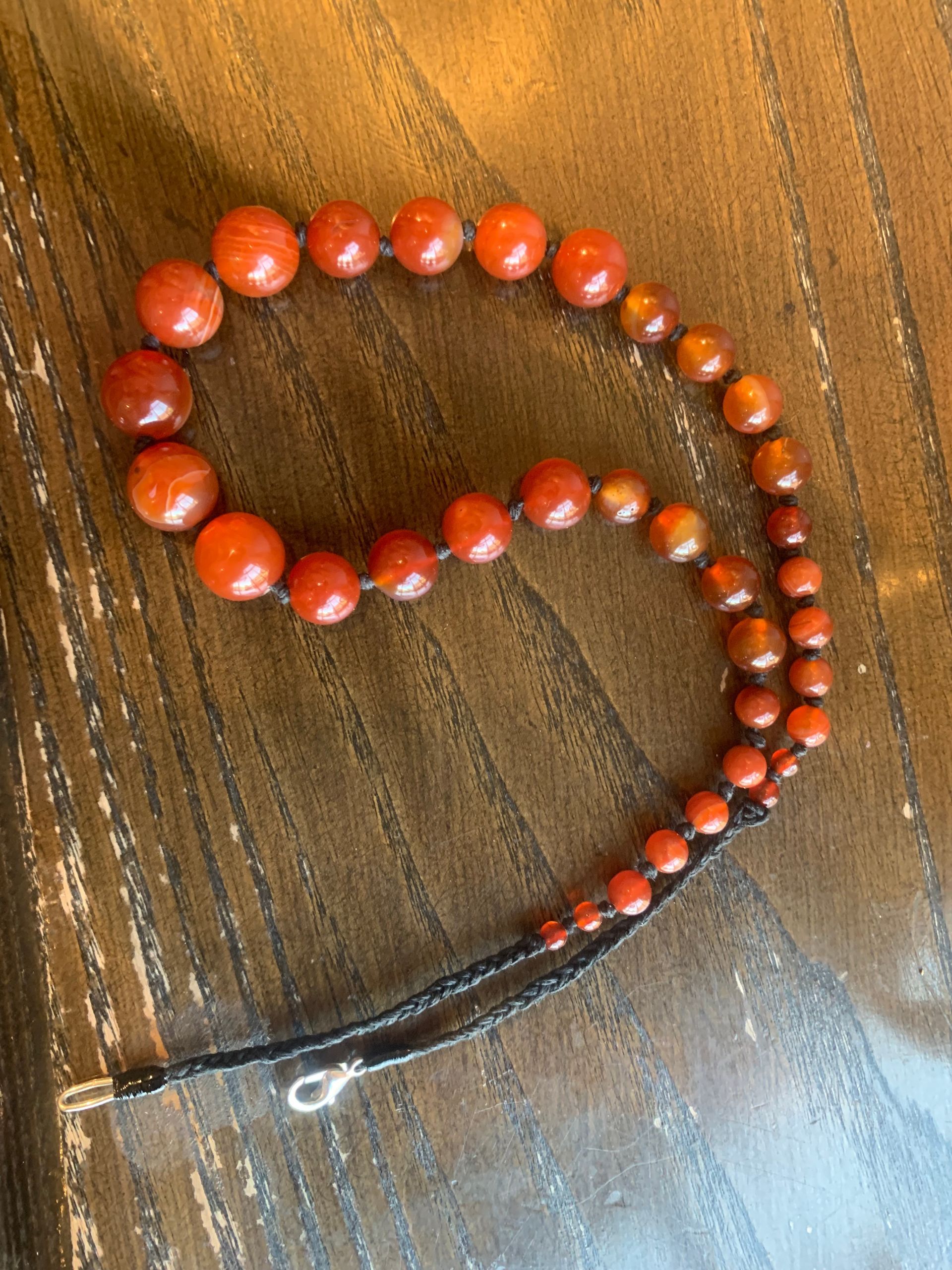 Orange mineral beads.