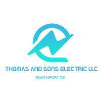 Blue logo: Lightning bolt inside a circle. Text: Thomas and Sons Electric LLC, Southport NC.