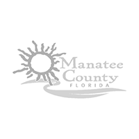 Manatee County, Florida logo: sun over a curved shape, text