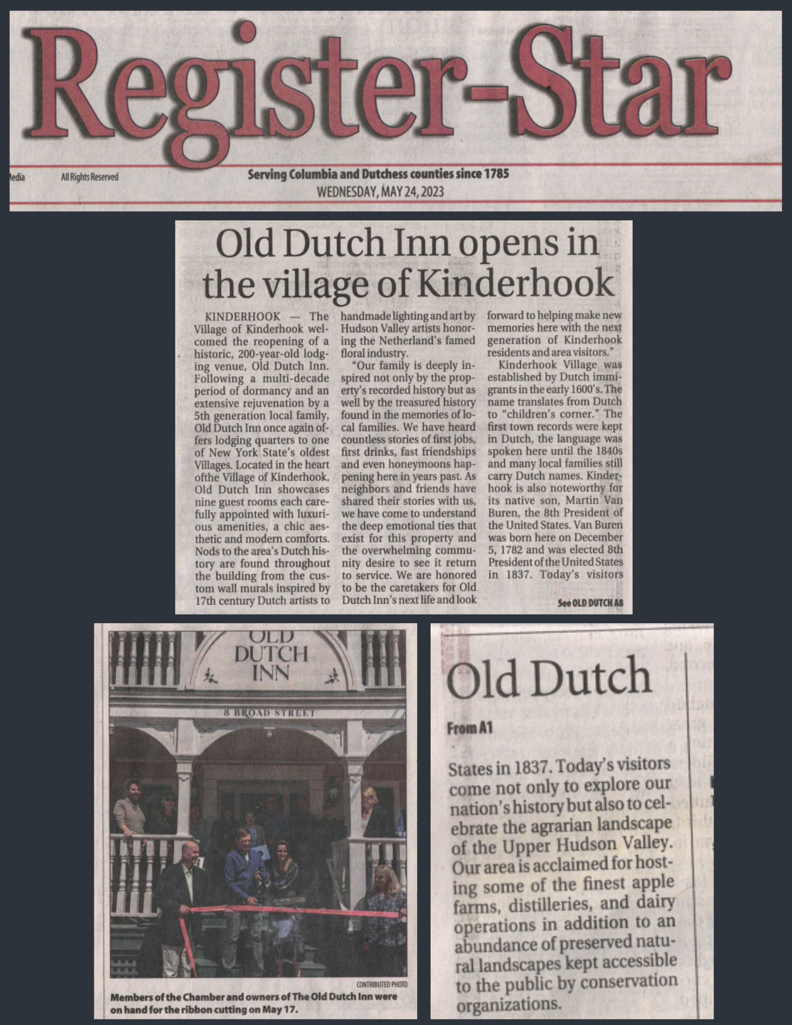 Register Star, Kinderhook, Old Dutch Inn Opens