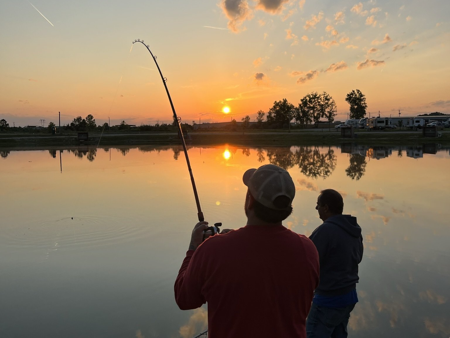 Fishing at sunset
